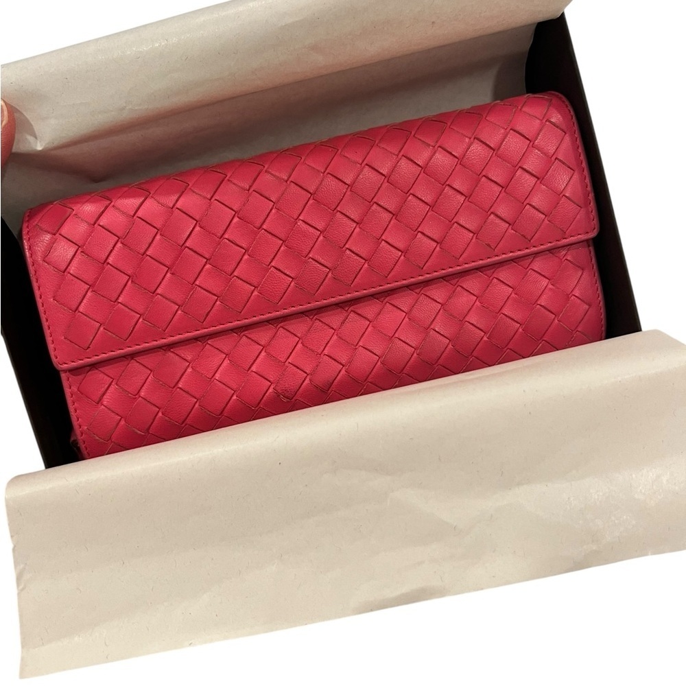 Bottega Veneta Pink Intrecciato Leather Continental Wallet